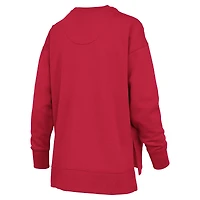 Women's Pressbox Scarlet Nebraska Huskers Bonanza Chenille Harper Script Sweatshirt