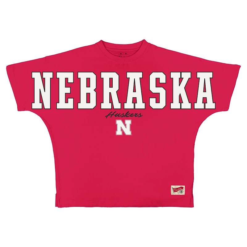 Women's Pressbox Scarlet Nebraska Huskers Flannigan Oversized T-Shirt