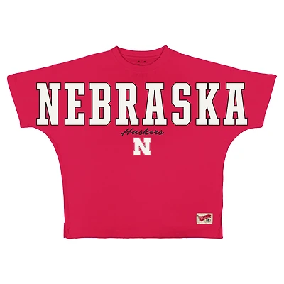 Women's Pressbox Scarlet Nebraska Huskers Flannigan Oversized T-Shirt