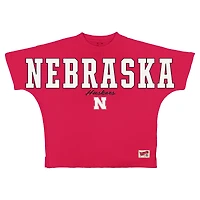 Women's Pressbox  Scarlet Nebraska Huskers Flannigan Oversized T-Shirt