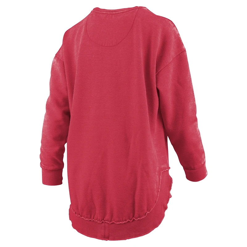 Women's Pressbox  Scarlet Nebraska Huskers Melange Poncho Vintage Fleece Long Sleeve Pullover Sweatshirt
