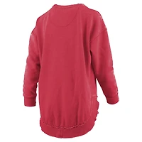 Women's Pressbox  Scarlet Nebraska Huskers Melange Poncho Vintage Fleece Long Sleeve Pullover Sweatshirt