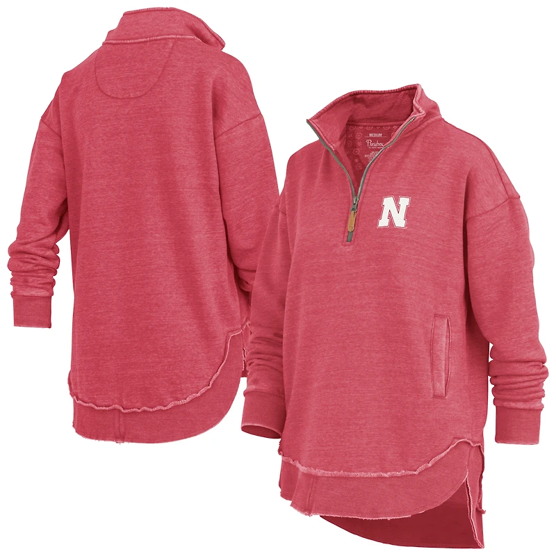 Sweat-shirt à fermeture éclair quart de tour pour femme Pressbox Scarlet Nebraska Huskers Northfork Sojourn Poncho