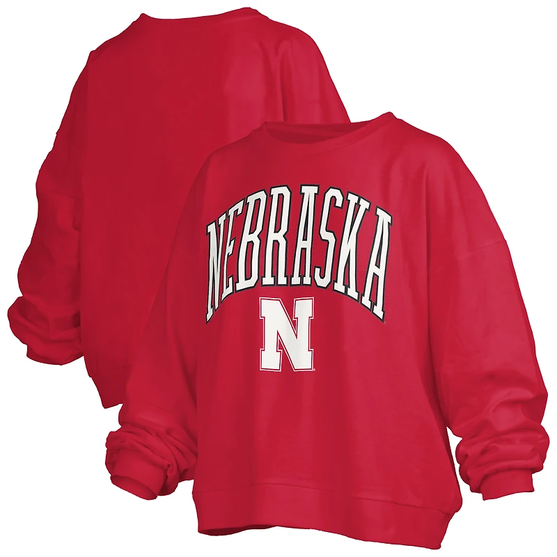 Women's Pressbox  Scarlet Nebraska Huskers Plus Nelson Janise Sweatshirt