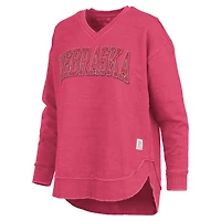 Sweat-shirt à col en V et poncho Westin pour femme, modèle Scarlet Nebraska Huskers Pressbox