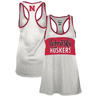 Débardeur dos nageur Tracy des Nebraska Huskers pour femme, blanc/écarlate, Pressbox
