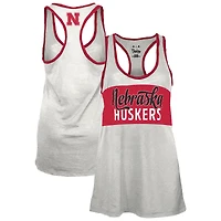 Women's Pressbox White/Scarlet Nebraska Huskers Tracy Racerback Burnout Tank Top