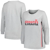 Sweat-shirt à rayures latérales taille plus Nebraska Huskers Profile Heather Grey pour femme