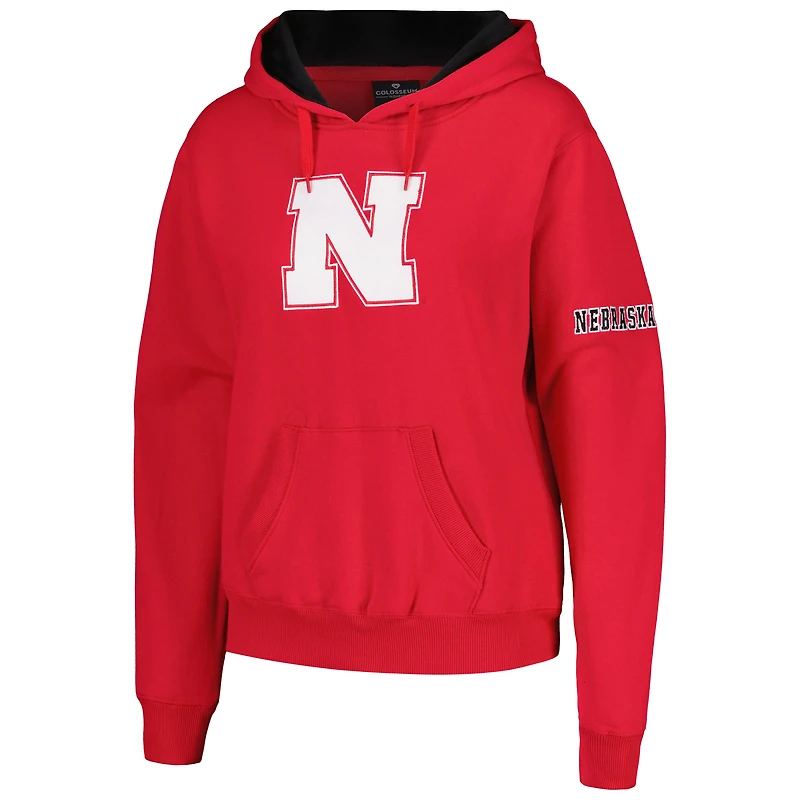Women's Scarlet Nebraska Huskers Team Big Logo Pullover Hoodie