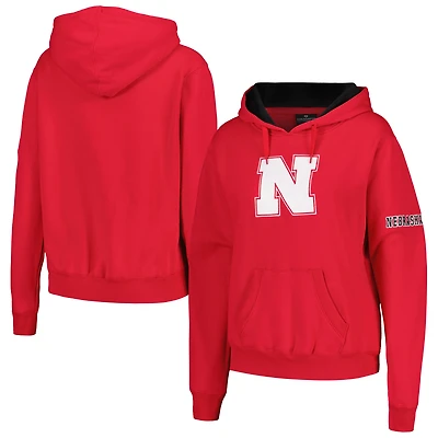 Women's Scarlet Nebraska Huskers Team Big Logo Pullover Hoodie