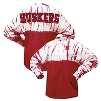 T-shirt en jersey à manches longues teint par nœuds Scarlet Nebraska Huskers pour femme