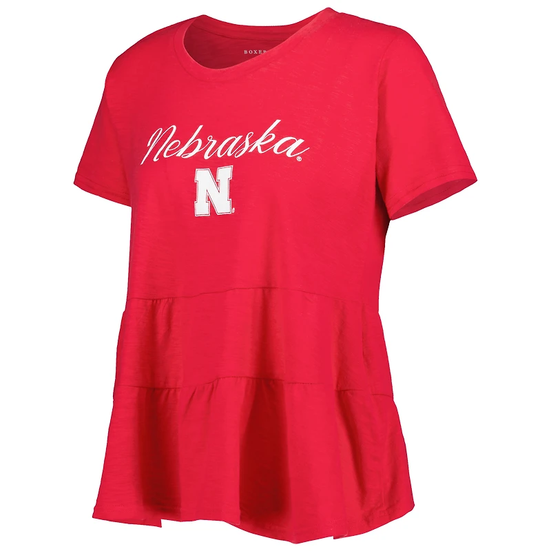 T-shirt à volants pour femme Scarlet Nebraska Huskers Willow