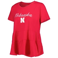 T-shirt à volants pour femme Scarlet Nebraska Huskers Willow