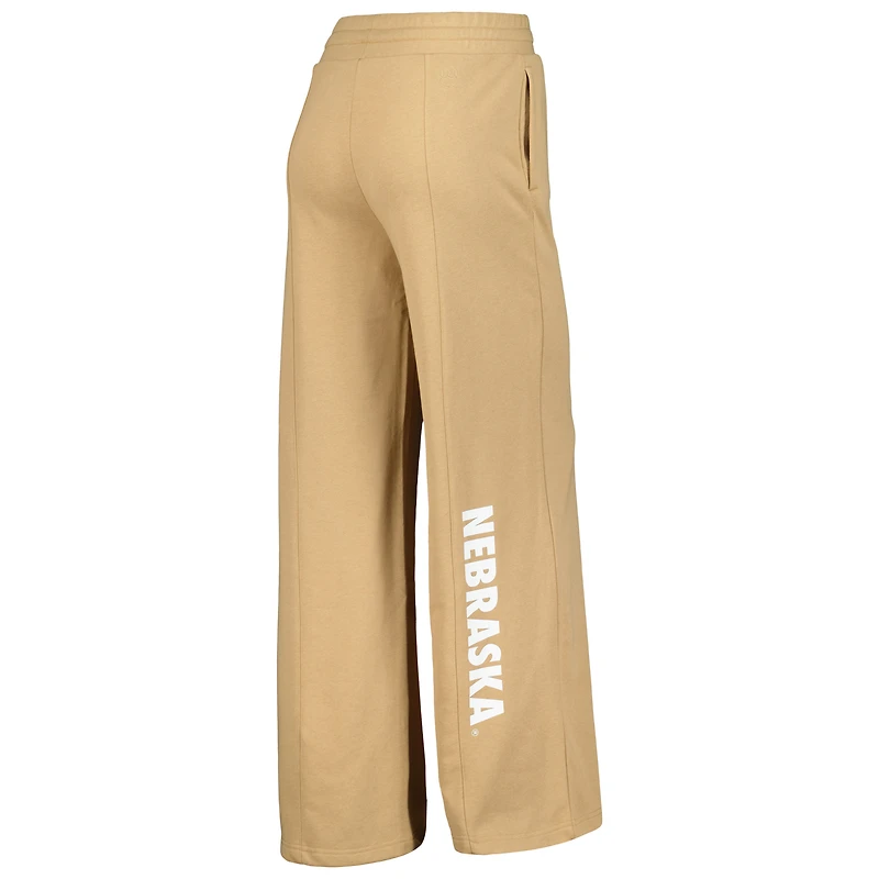 Women's Tan Nebraska Huskers Raglan Cropped Sweatshirt & Sweatpants Set
