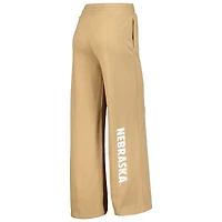 Women's Tan Nebraska Huskers Raglan Cropped Sweatshirt & Sweatpants Set
