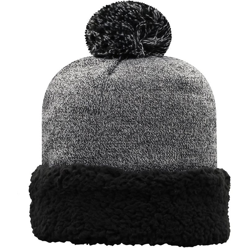 Bonnet en tricot à revers Nebraska Huskers noir Top of the World pour femmes avec pompon