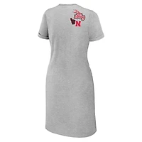 Robe t-shirt nouée Nebraska Huskers pour femme WEAR by Erin Andrews, gris chiné