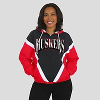 Women's WEAR by Erin Andrews Scarlet/Black Nebraska Huskers Colorblock Full-Zip Hoodie Windbreaker Jacket