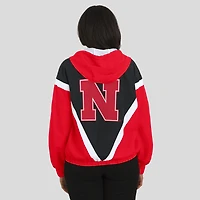 Veste coupe-vent à capuche entièrement zippée colorblock écarlate/noir des Nebraska Huskers pour femme par Erin Andrews