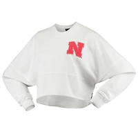 T-shirt à manches longues en jersey esprit court pour femme Huskers du Nebraska blanc