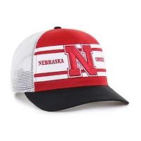 Casquette de camionneur ajustable Nebraska Huskers Super Stripe Hitch pour jeunes, couleur écarlate/noir, 1947