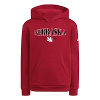 Sweat à capuche bouffant adidas Scarlet Nebraska Huskers pour jeunes