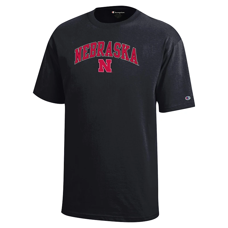 Youth Champion Black Nebraska Huskers Arch Over Logo T-Shirt