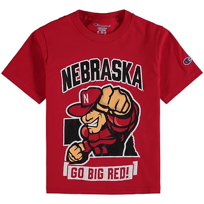 Champion de la jeunesse Scarlet Nebraska Huskers Strong Mascot T-shirt