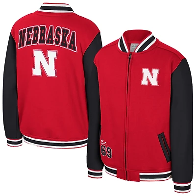 Youth Colosseum Scarlet Nebraska Huskers Grand Tour Full-Zip Bomber Jacket
