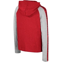 T-shirt à capuche manches longues Colosseum Scarlet Nebraska Huskers Ned Raglan pour jeunes