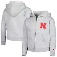 Youth League Collegiate Wear Sweat à capuche entièrement zippé Nebraska Huskers gris chiné