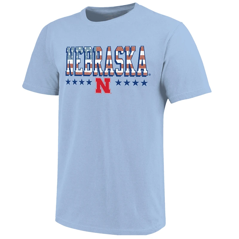 Youth  Light Blue Nebraska Huskers Americana Flag T-Shirt