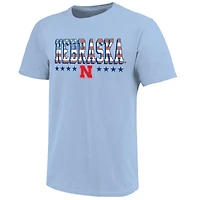 Youth  Light Blue Nebraska Huskers Americana Flag T-Shirt