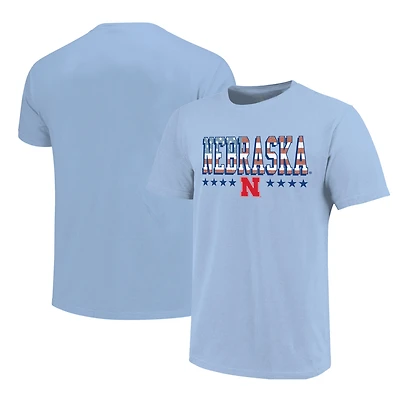 Youth Light Blue Nebraska Huskers Americana Flag T-Shirt