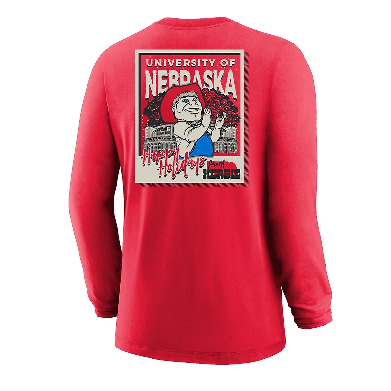Youth  Red Nebraska Huskers Snowy Polaroid Long Sleeve T-Shirt