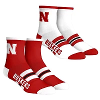 Youth Rock Em Socks  Nebraska Huskers 2-Pack Multi Stripe Quarter Socks Set