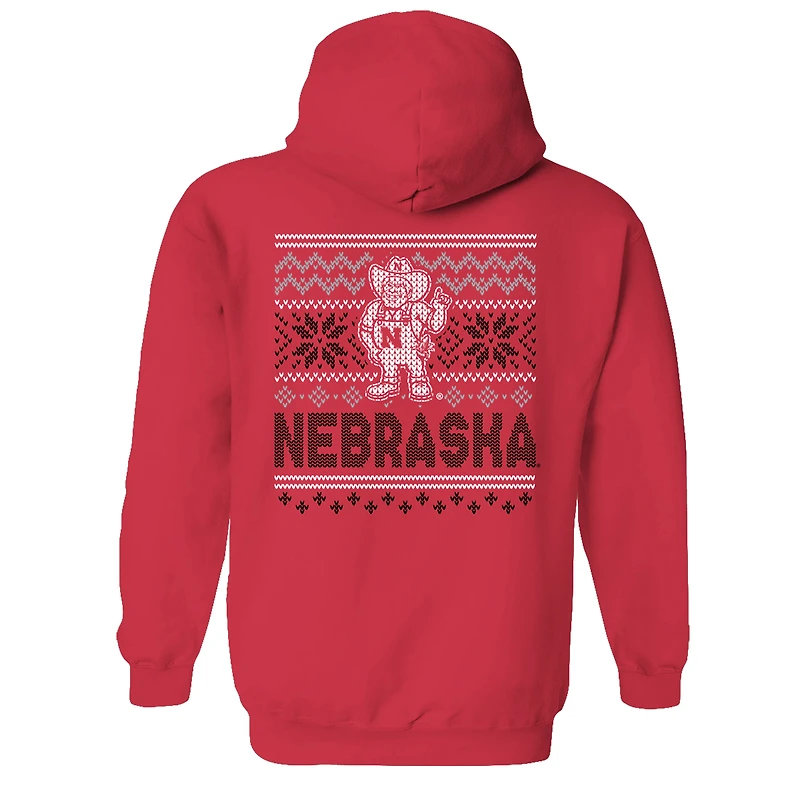 Pull à capuche classique des fêtes pour jeunes, style écarlate, Nebraska Huskers