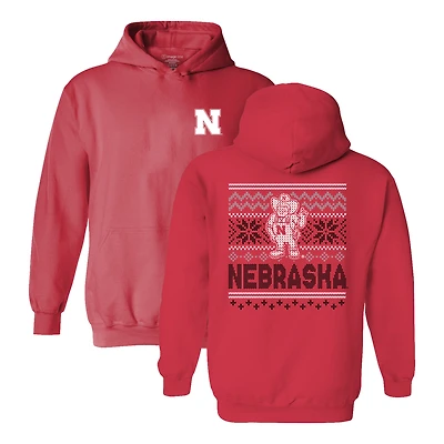 Pull à capuche classique des fêtes pour jeunes, style écarlate, Nebraska Huskers