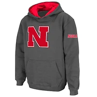 Youth Stadium Athletic Charcoal Nebraska Huskers Big Logo Pullover Hoodie