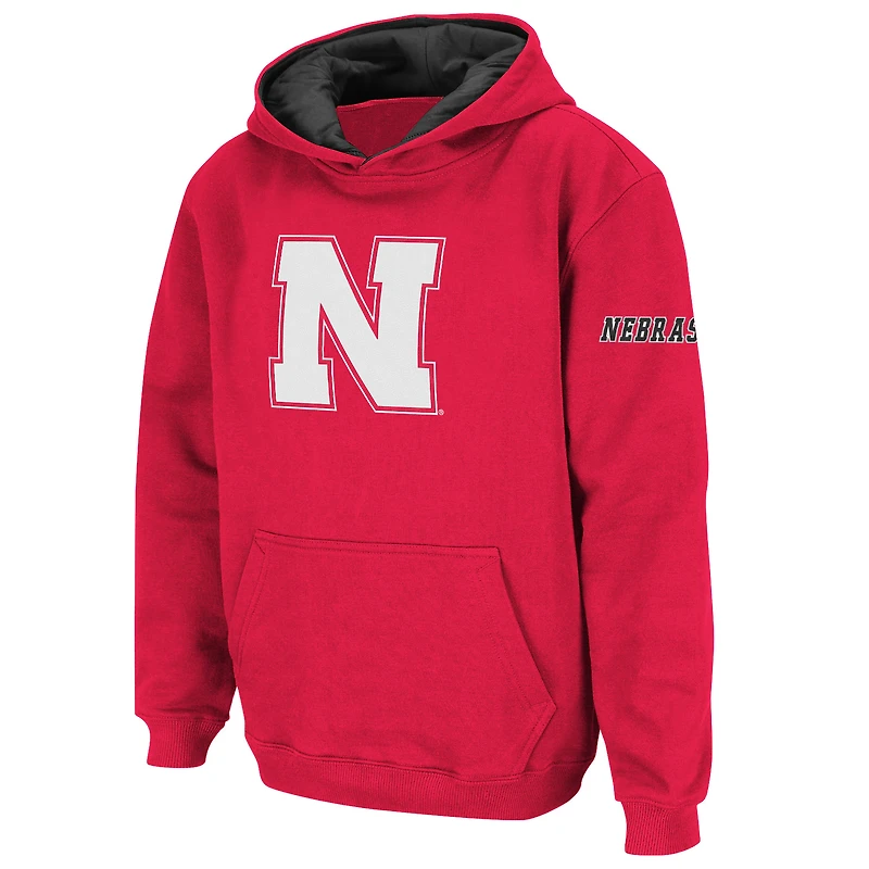 Youth Stadium Athletic Scarlet Nebraska Huskers Big Logo Pullover Hoodie