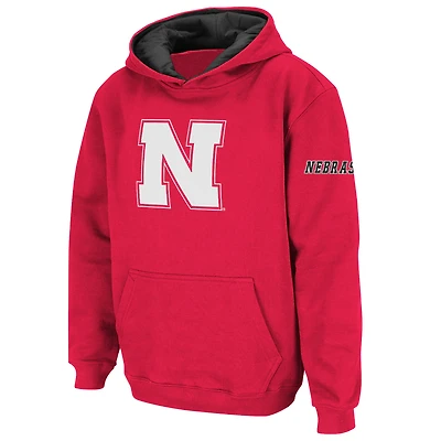 Youth Stadium Athletic Scarlet Nebraska Huskers Big Logo Pullover Hoodie