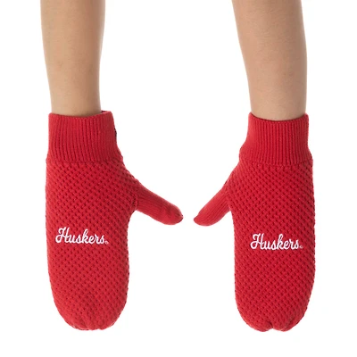 ZooZatz Nebraska Huskers Knit Bow Headband & Mittens Bundle