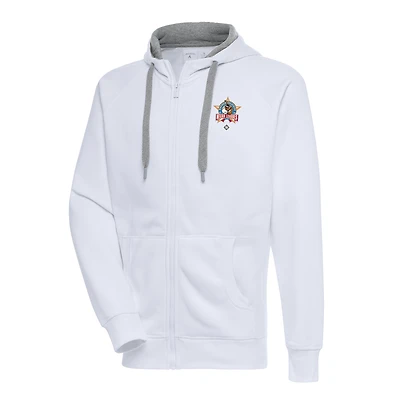 Sweat à capuche entièrement zippé Antigua White Negro League Victory pour homme