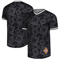 Maillot de baseball à col en V avec imprimé intégral Stitches Black Negro League pour homme