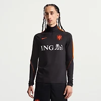 Haut d'entraînement Nike Strike Dri-FIT à col zippé noir pour homme, équipe nationale des Pays-Bas 2026