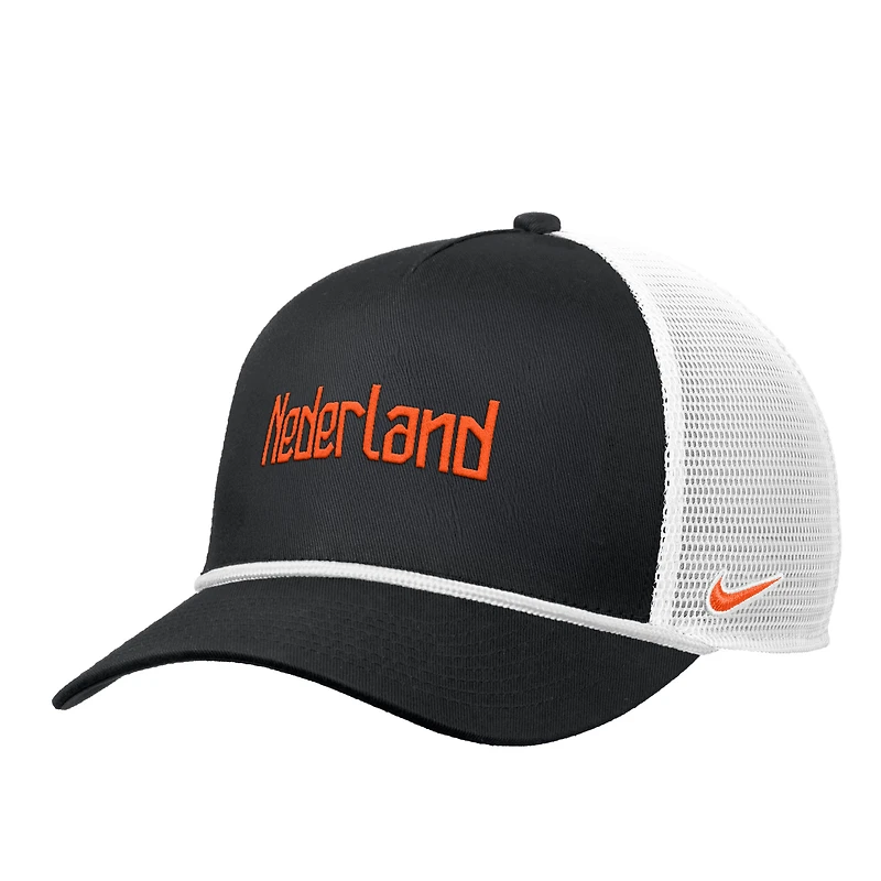 Men's Nike Black Netherlands National Team Rise Rope Trucker A-Frame Adjustable Hat