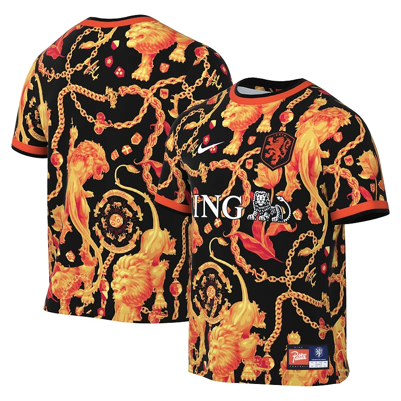Men's Nike Black Netherlands National Team x Patta 2026 Dri-FIT Pre-Match Top