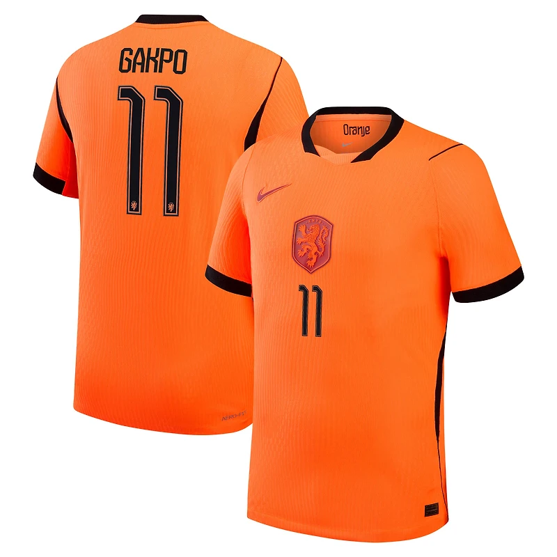 Maillot domicile authentique Nike Cody Gakpo orange de l'équipe nationale des Pays-Bas 2026