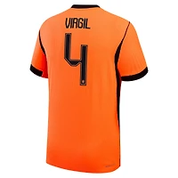 Maillot domicile authentique Nike Virgil van Dijk orange de l'équipe nationale des Pays-Bas 2026 pour homme