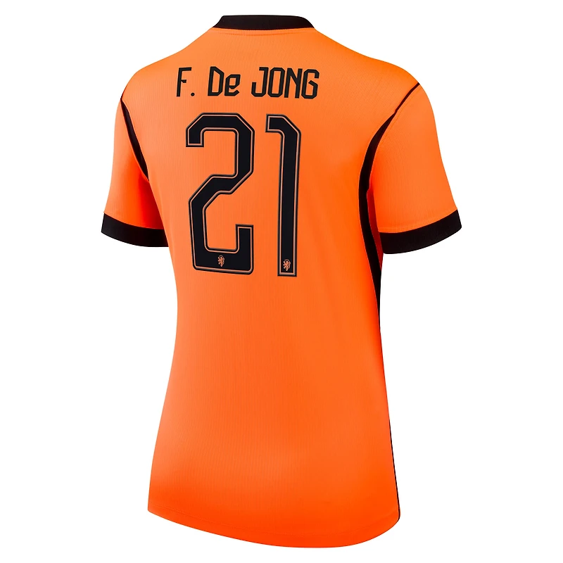 Women's Nike Frenkie de Jong Orange Netherlands National Team 2026 Home Stadium Replica Jersey